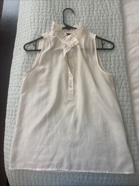 J. Crew Factory Cream Sleeveless Ruffle-Neck Camisole